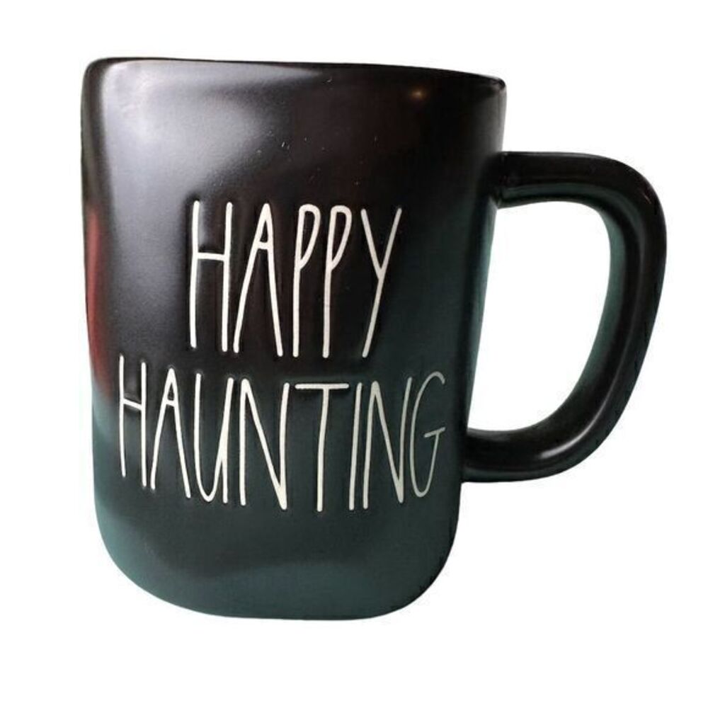 NWT 2/$20 Rae Dunn Happy Haunting Black Ceramic Halloween Haunted House‎ Mug